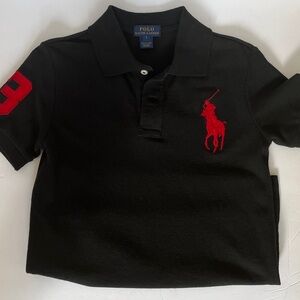 Polo by Ralph Lauren Kids Black Polo Shirt with Red Logo